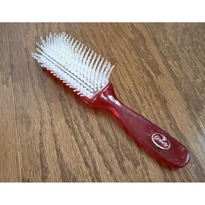 Vintage Goody 6" Red Plastic Purse-Size Ball Tip Hair Brush USA Made Movie Prop